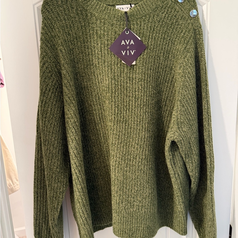Ava & Viv Olive Crew Neck Sweater